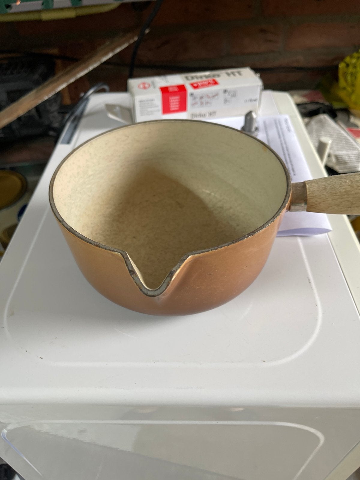 Le Creuset Sauspan Gietijzer 16cm - Vintage, Gebruikt, Gietijzer, Met handvatten, Le Creuset