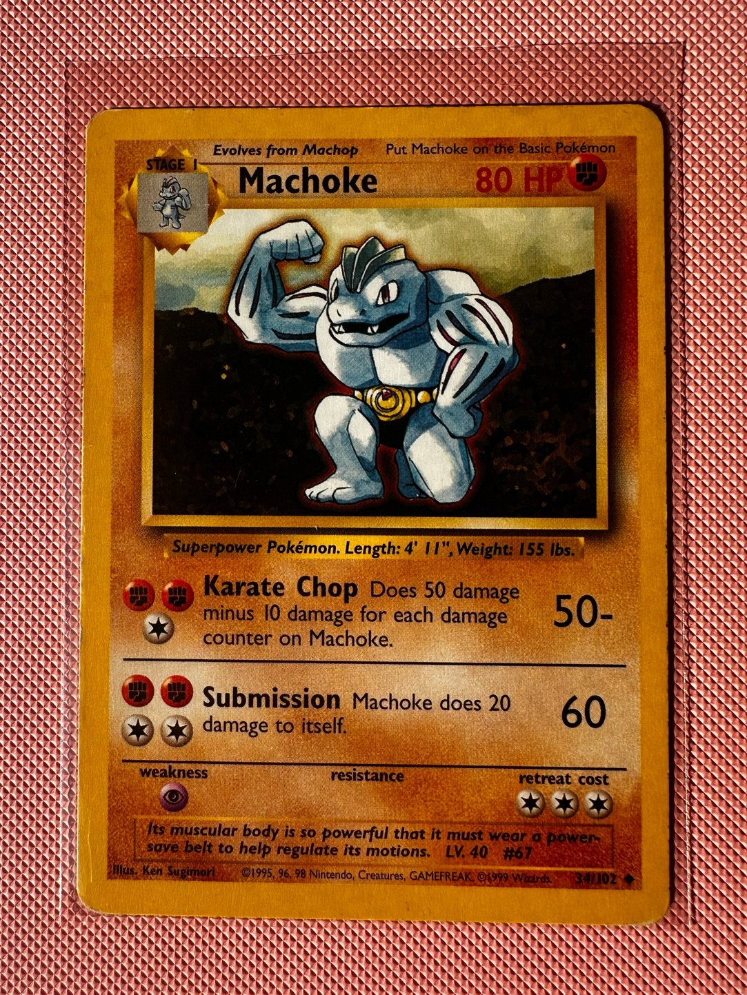 Machoke Pokémon Kaart (Base Set 1999), Ophalen of Verzenden, Gebruikt, Losse kaart