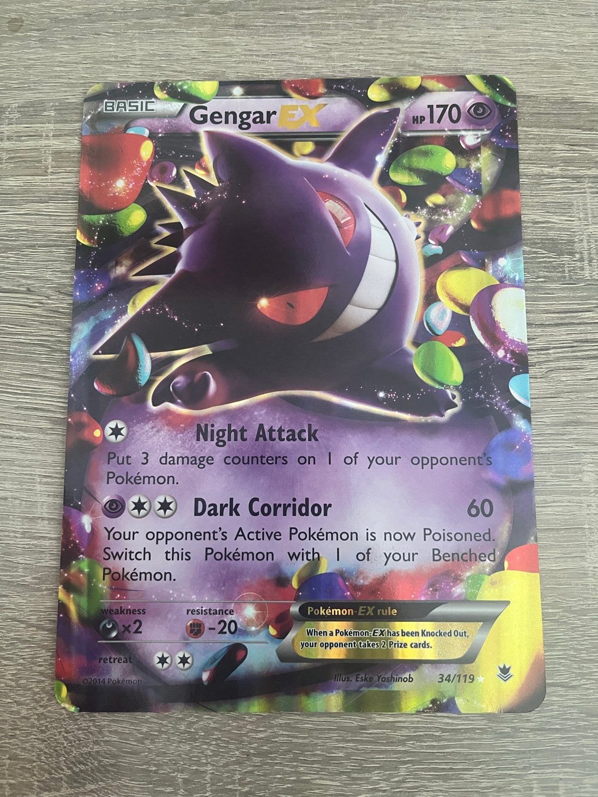 Pokemon Gengar EX 34/119 Jumbo Kaart, Verzenden, Zo goed als nieuw, Losse kaart, Foil