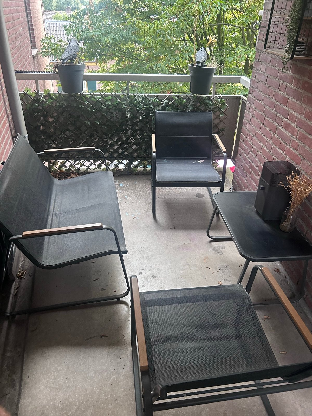 Tuinset met bijzettafel, Ophalen, Gebruikt, Textileen, 3 zitplaatsen