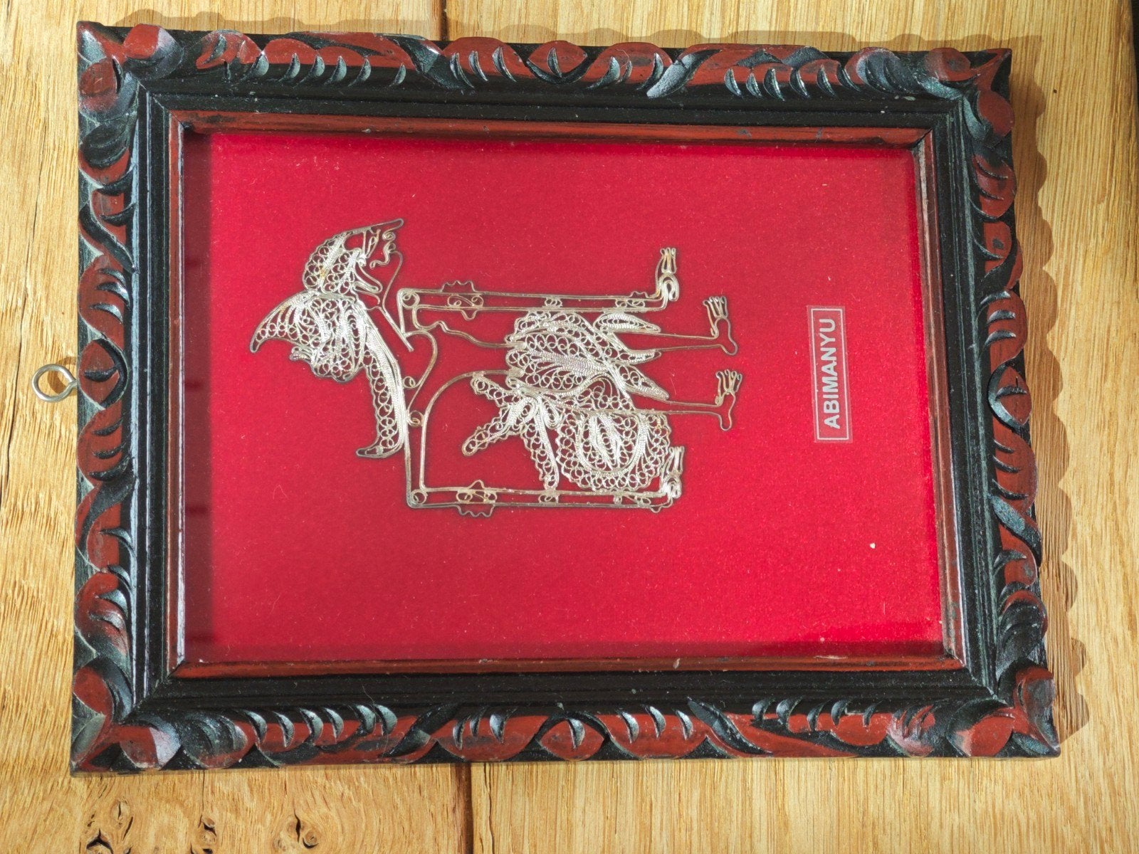 Wayang Kulit Zilverfiligraan Kunstwerk - Abimanyu, Zilver, 22 cm, Handgemaakt, Indonesië