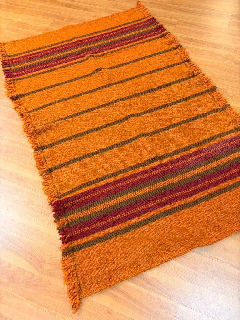 Retro Vintage tafelkleed oranje rood groen 164/94, Gebruikt, Oranje, Djt@dejuistetoon.eu, Ophalen of Verzenden