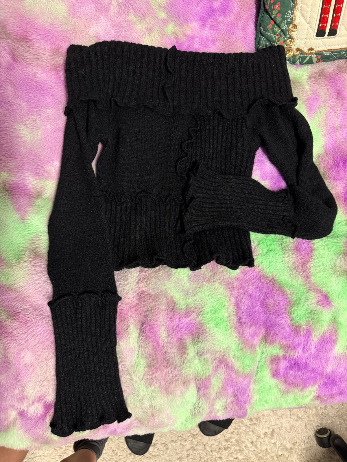 Urban Outfitters Zwarte Off-Shoulder Gebreide Top Maat S, Ophalen of Verzenden, Zo goed als nieuw, Maat 36 (S), Zwart