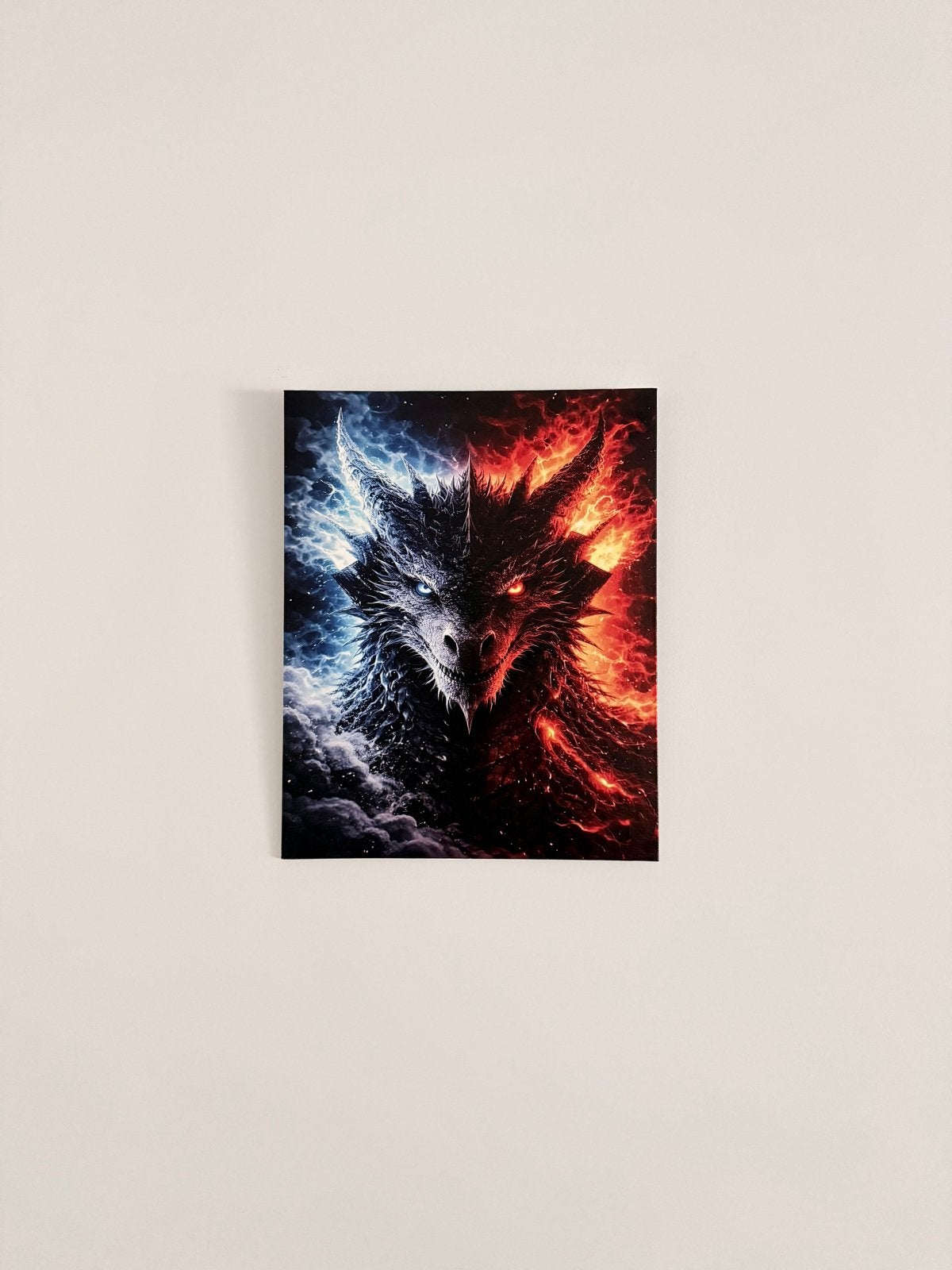 Canvas Draak - Vuur en IJs - 24x30 cm - Nieuw, Antiek en Kunst, Ophalen of Verzenden