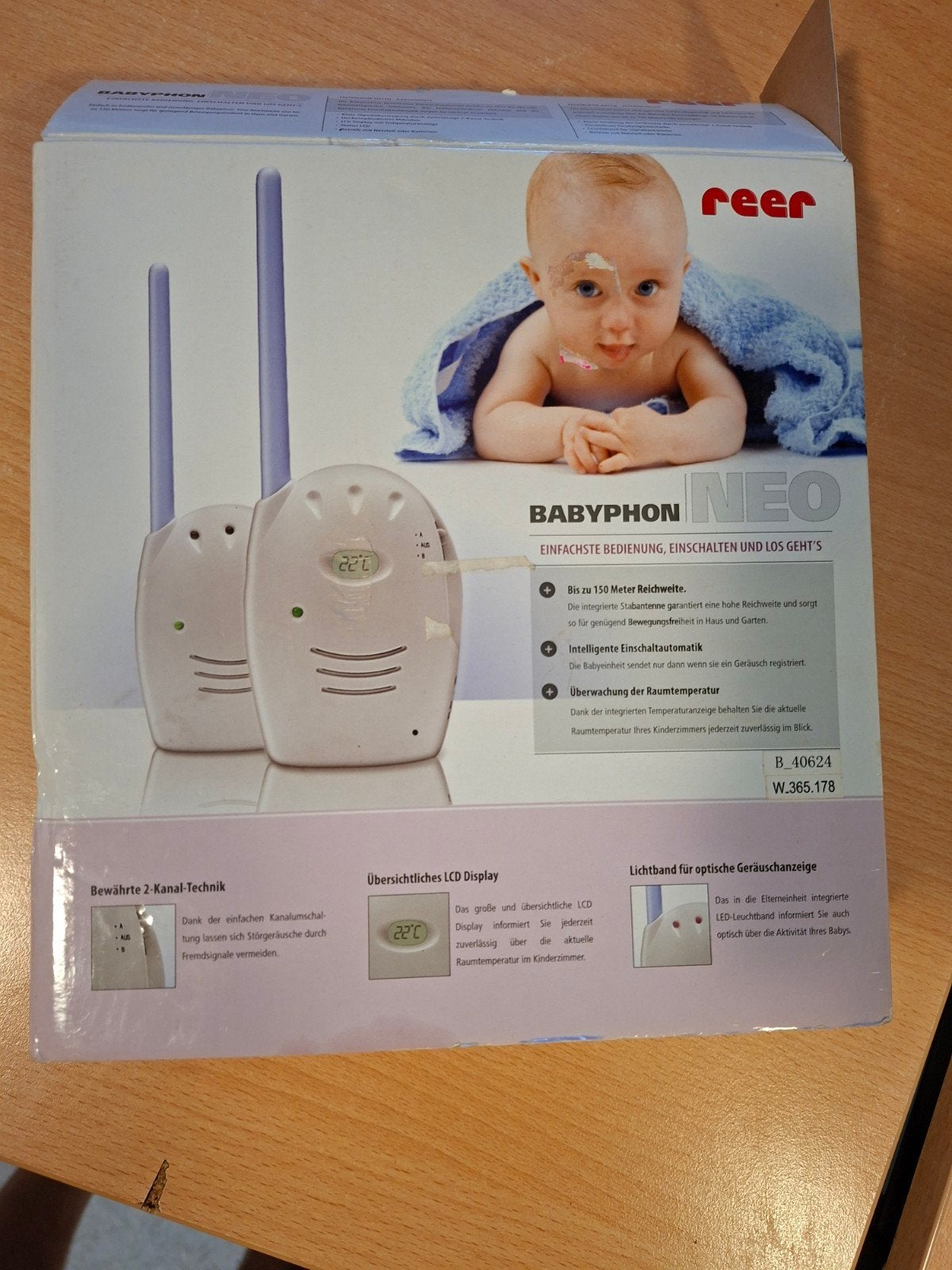 Reer Babyfoon NEO met Temperatuurweergave (Compleet), Ophalen of Verzenden, Zo goed als nieuw, 250 meter of meer