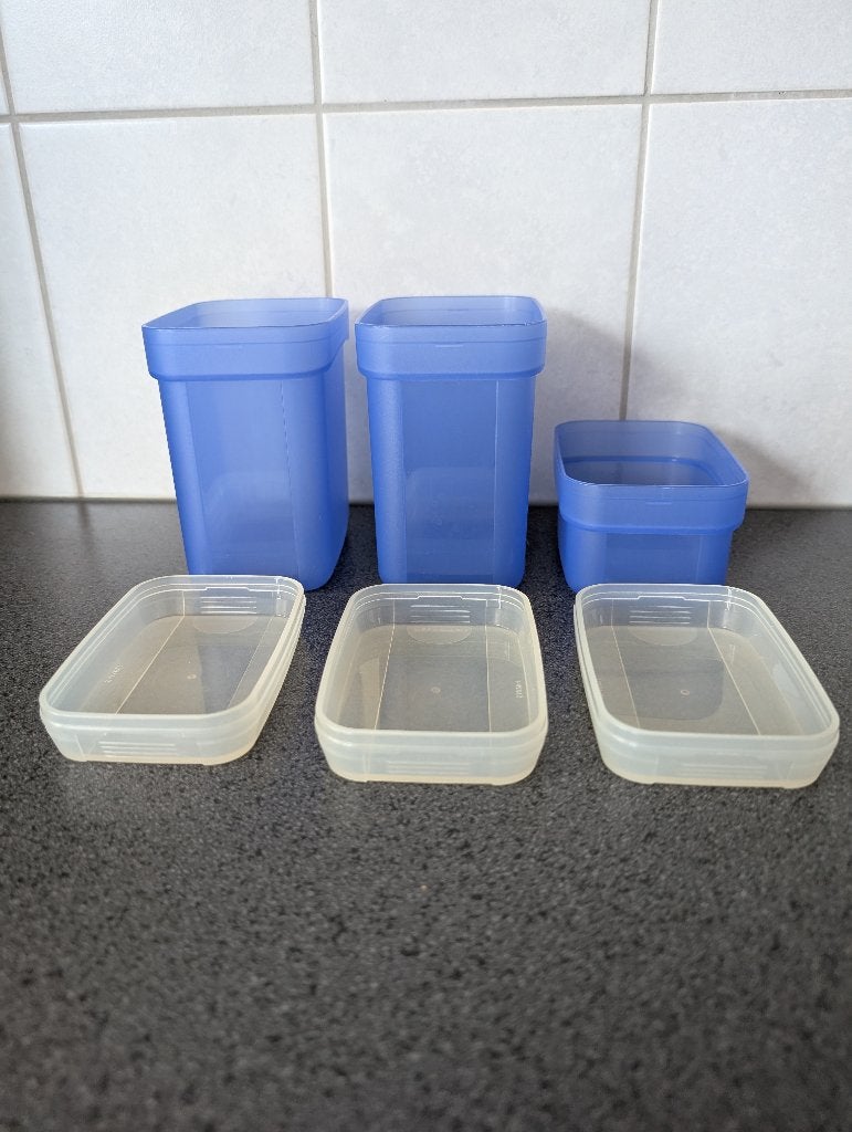 Tupperware 3 opberg bakjes, Ophalen, Blauw, Bak of Kom