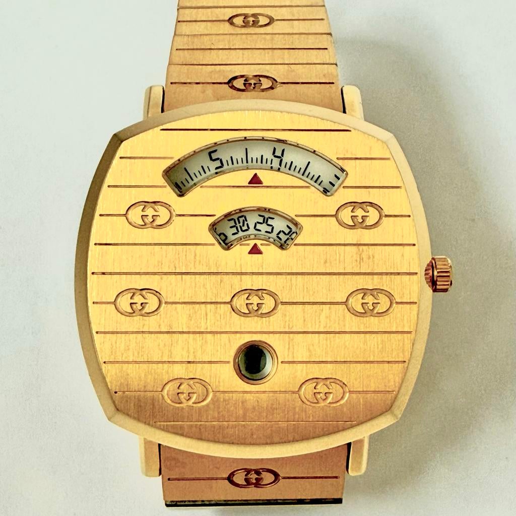 Gucci Grip horloge goud YA157409, Overige merken, Staal, Gebruikt, Staal