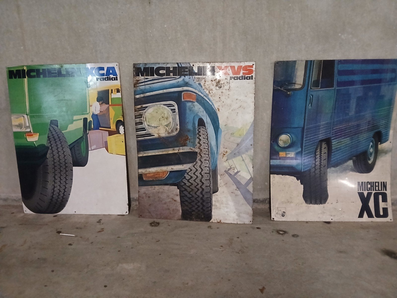 3x Reclamebord michelin jaren 60 70 metaal oldtimer retro, Antiek en Kunst, Ophalen of Verzenden