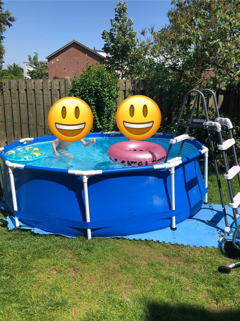 Zwembad Intex compleet: pomp, trap, zeil,tegels en meer, Ophalen, Gebruikt, Minder dan 80 cm, Rond