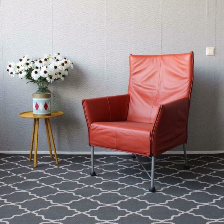 2x Montis Charly tomato / oranje kleur - rvs onderstel, Niet ingevuld, Niet ingevuld, Leer, Ophalen of Verzenden