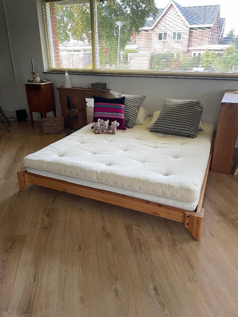 Japans bed / loungebed – houten frame met futon NIEUW, Ophalen, Tijdloos en minimalistisch, 200 cm, 160 cm