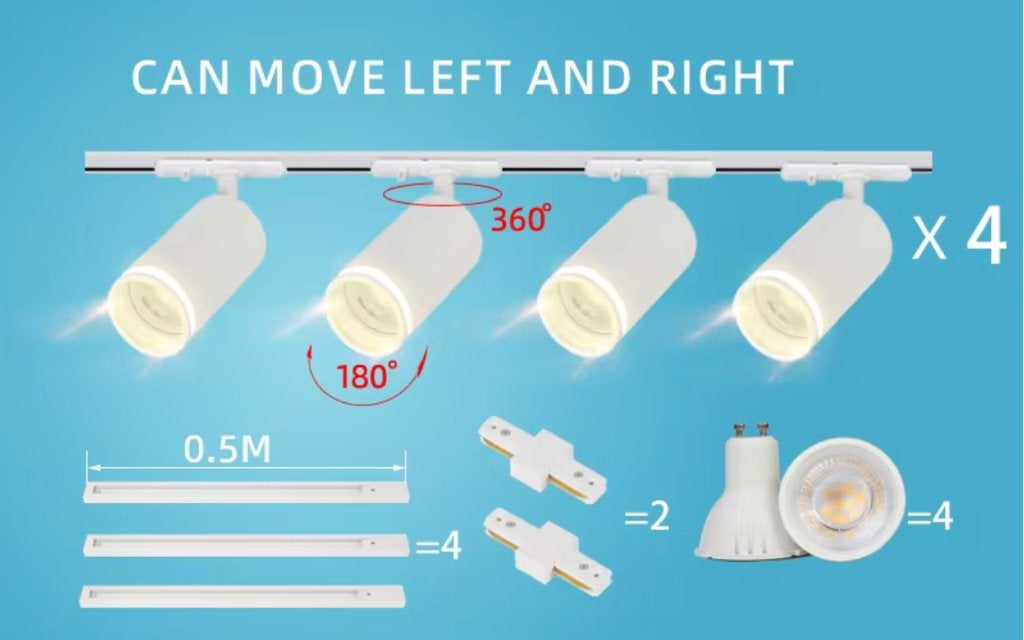 4 ledspots op rail, Huis en Inrichting, Lampen | Spots, Ophalen of Verzenden, Nieuw