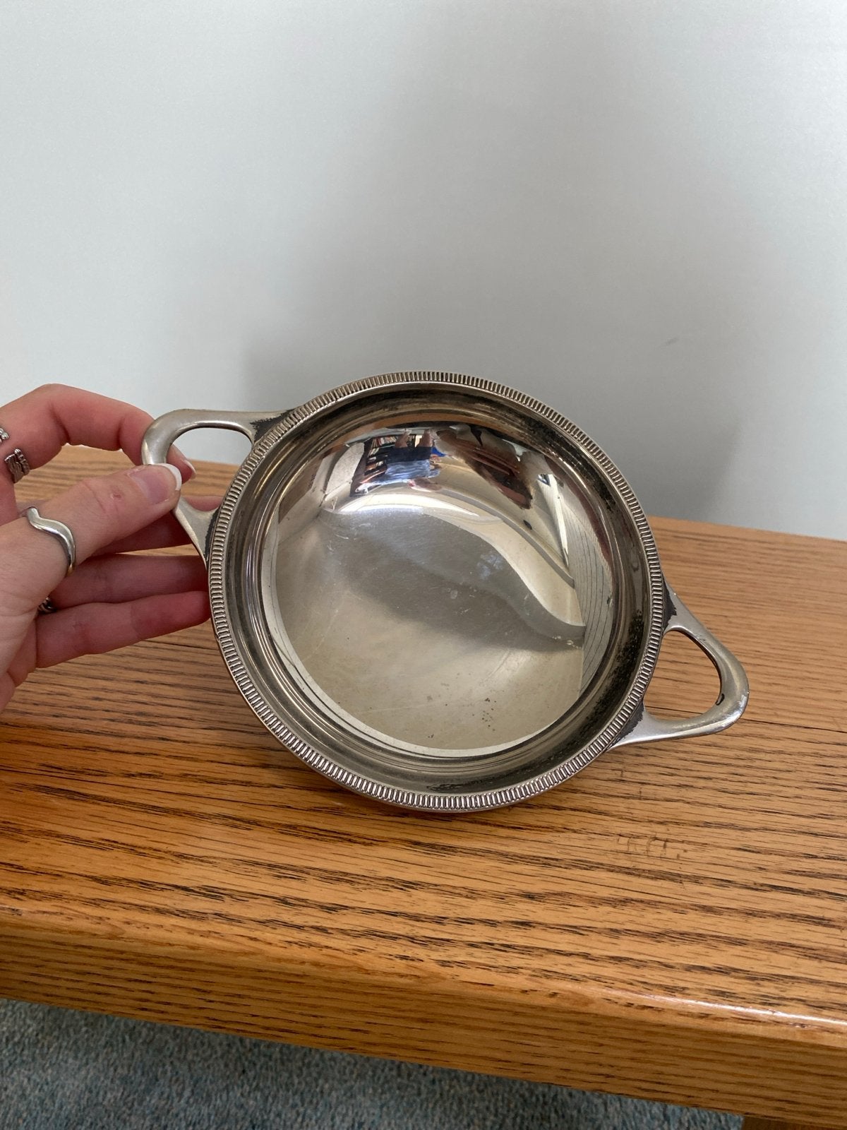 Zilveren schaal met handvatten, Ophalen, Zilver