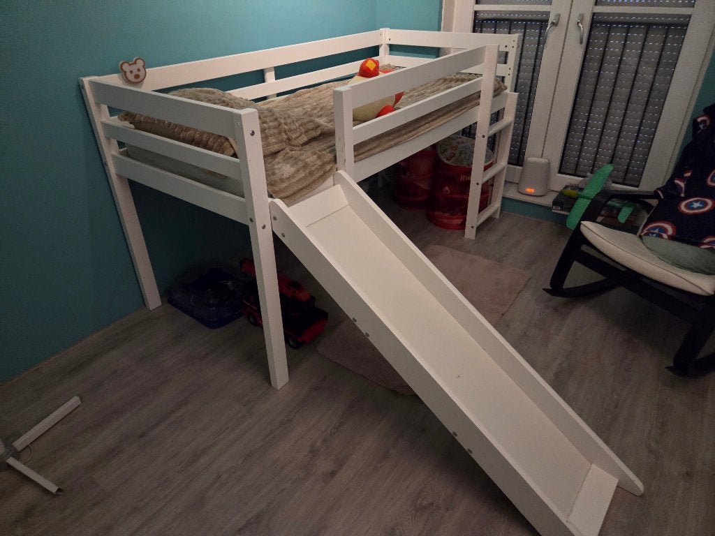 Halve hoogslaper met glijbaan, Ophalen, Gebruikt, Eenpersoons, Minder dan 160 cm