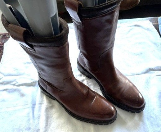 Bruine leren heren laarzen - Maat 42, Bruin, Boots, Ophalen of Verzenden, Zo goed als nieuw