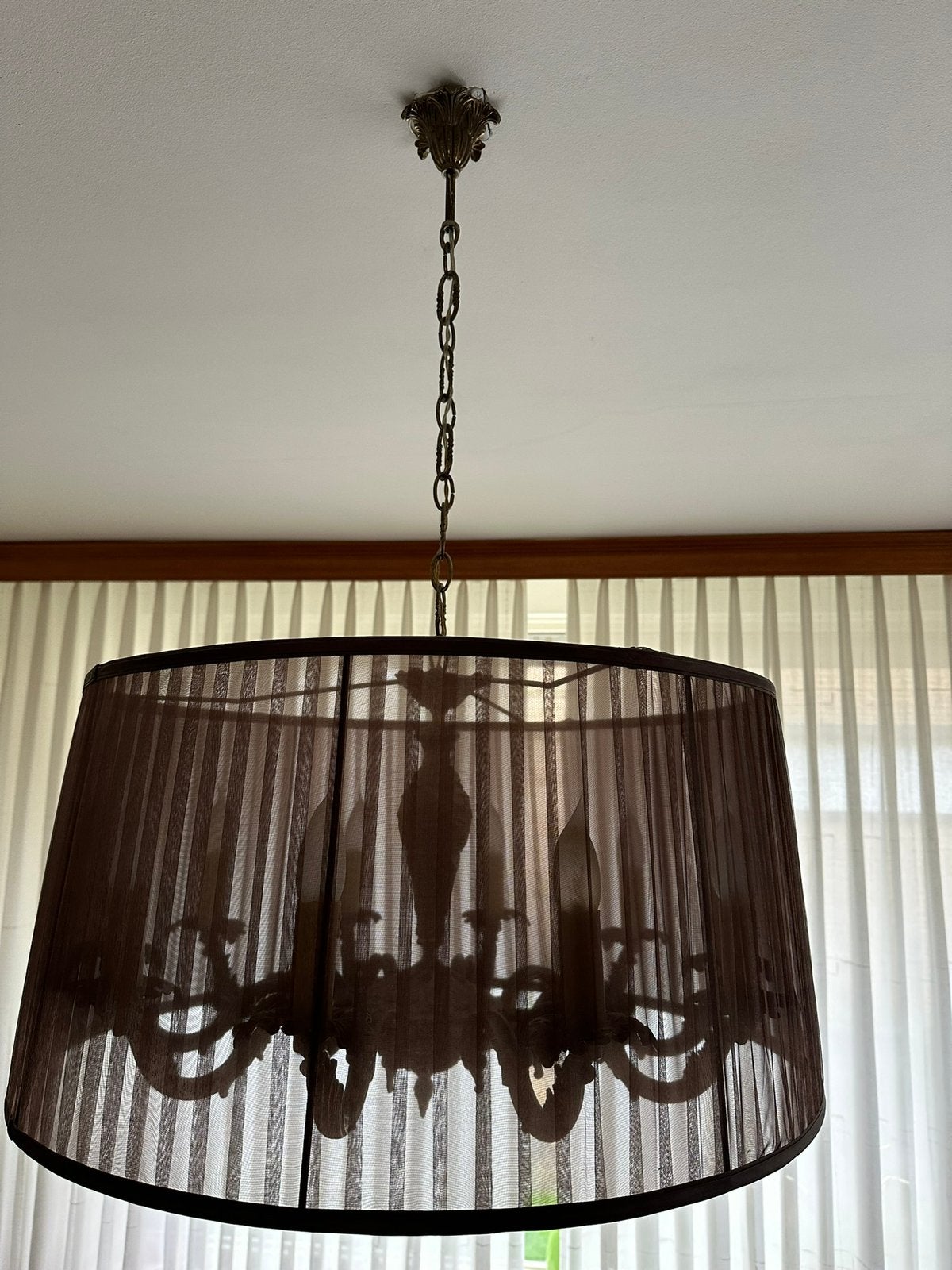Kroonluchter met kap, Huis en Inrichting, Lampen | Kroonluchters, Ophalen, Zo goed als nieuw, Metaal, Overige fittingen