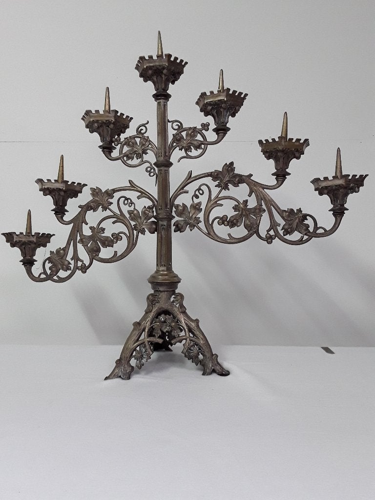 kerk kandelaar brons Neogotisch - eind 19e eeuw, Antiek en Kunst, Ophalen, Koper of Brons