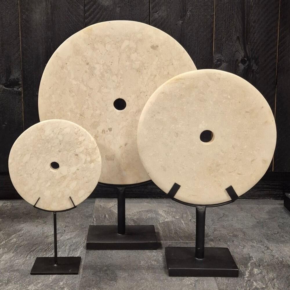 Marmeren schijf op standaard crème disc, Huis en Inrichting, Ophalen of Verzenden, Marmer mangis, Info@degaafstewinkel.nl, Aalsmeer