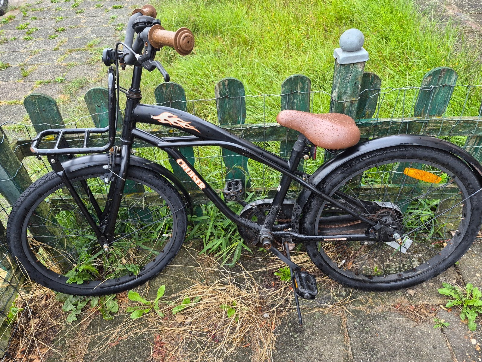 Opknap fiets - Zwarte Cruiser met vlammen, Ophalen, Gebruikt, Staal, Cruiser