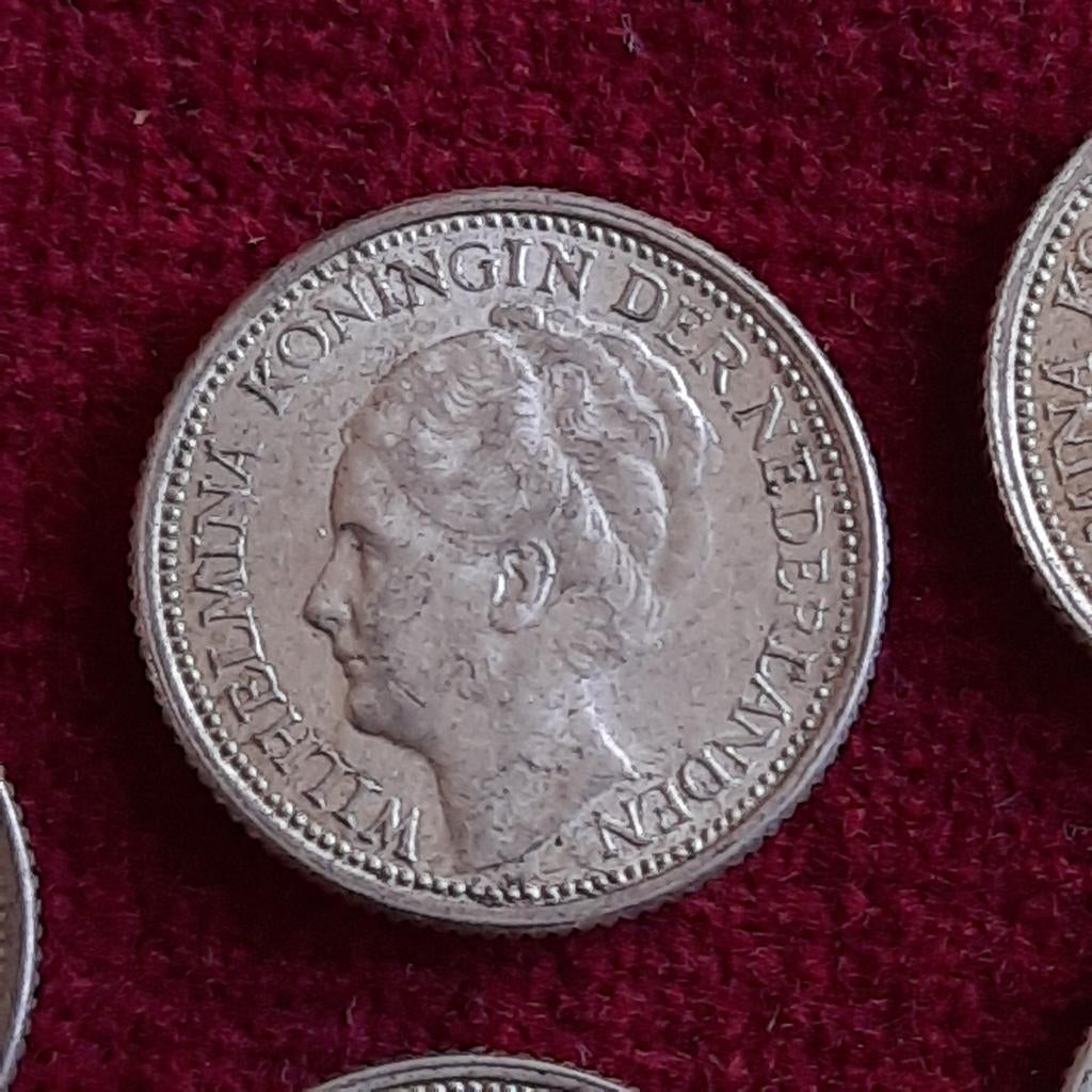 Vijf Zilveren Munten 10 Cent Koningin Wilhelmina 1941, Verzenden, Koningin Wilhelmina, 10 cent