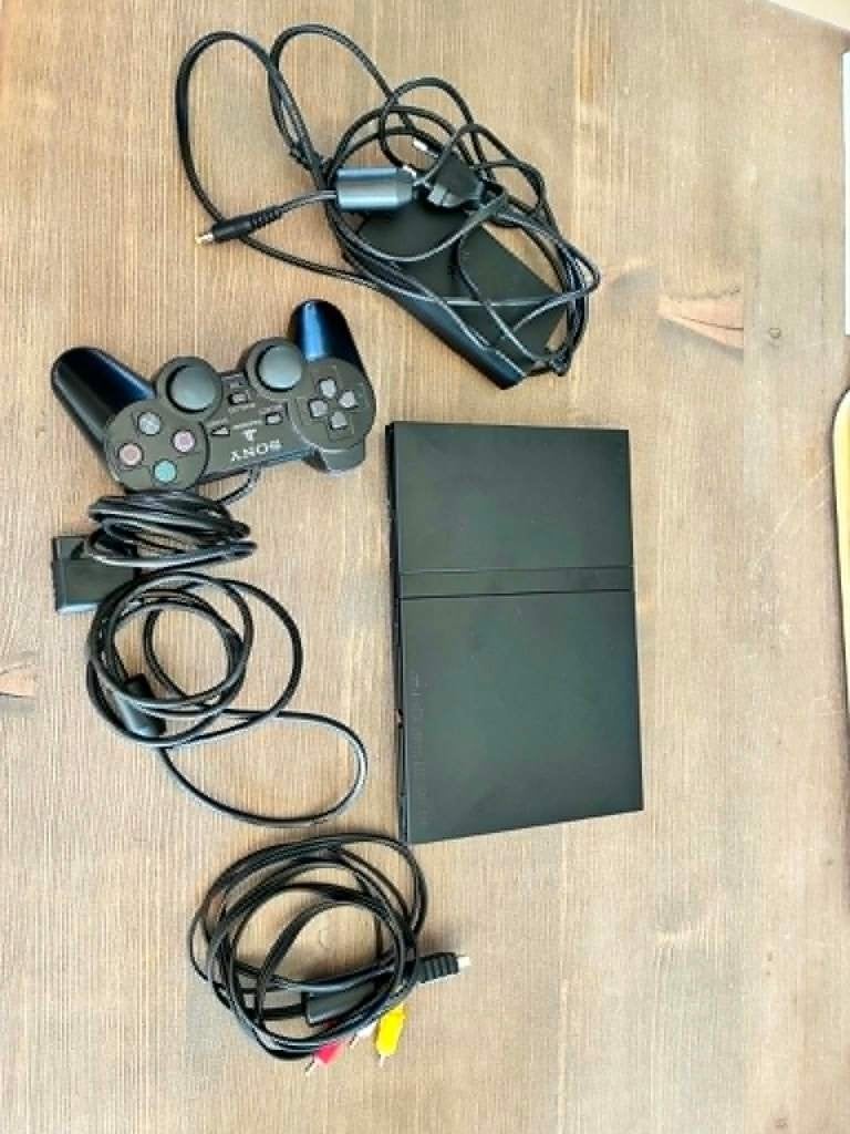 Sony - PlayStation 2 Slim - PS2 Slim SCPH-70004, Spelcomputers en Games, Ophalen, Gebruikt, Zwart, Met 1 controller