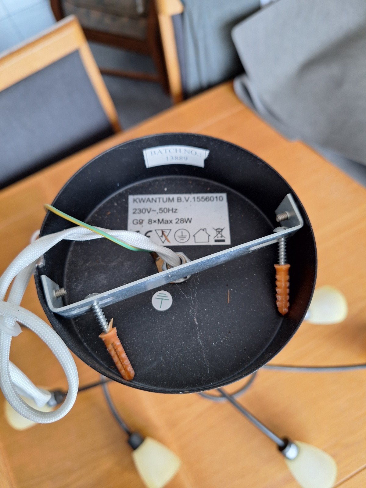 Kwantum hanglamp - donkerbrons met 8 lampjes, Ophalen, Zo goed als nieuw, Glas, G9