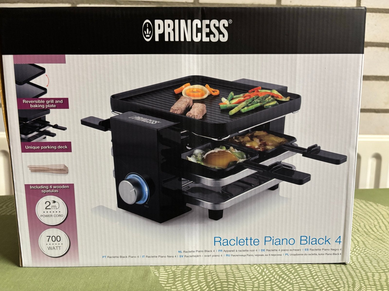 Princess Raclette Piano Black 4 - Compact 4-in-1, Ophalen, Nieuw, Minder dan 4 personen