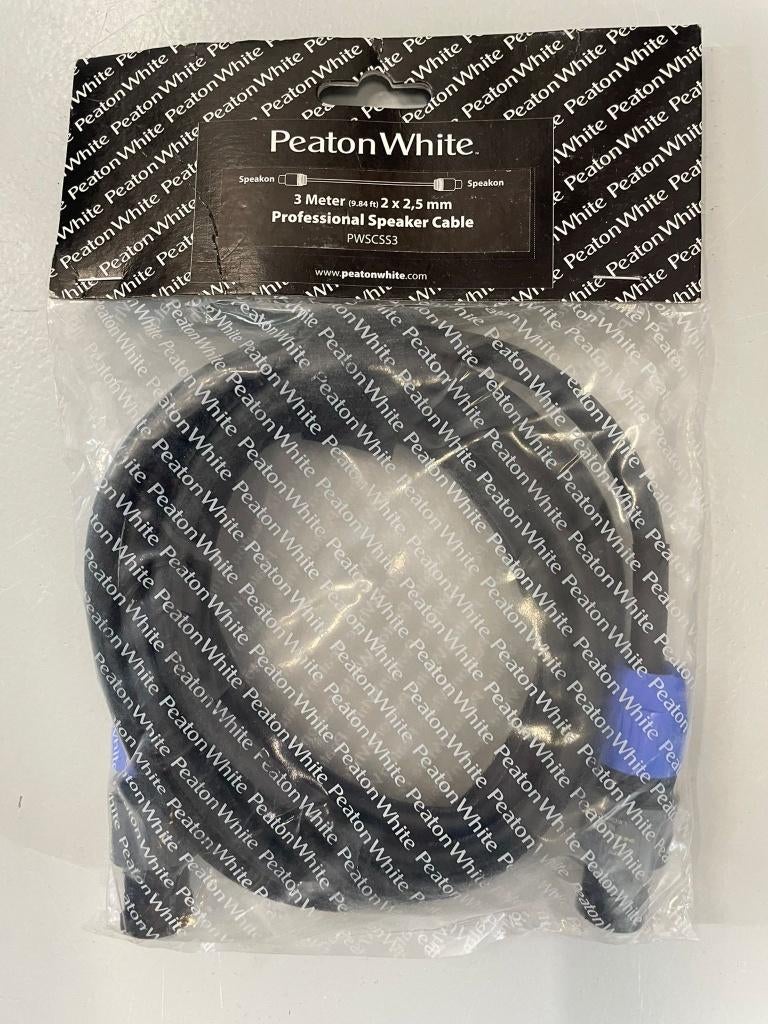 Peaton white speaker cable 3m speakon-speakon, Ophalen of Verzenden, Nieuw, 2 tot 5 meter, Overige kabels