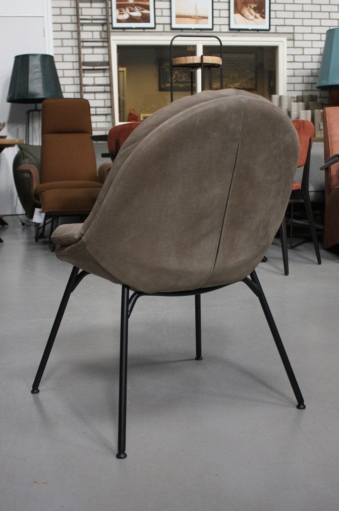 2 x luxe eetkamerstoel CURTIS Jess design echt leer Stone, Ophalen, Zo goed als nieuw, Leer, Twee
