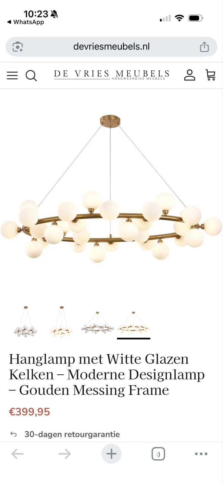 Moderne Design Hanglamp met Witte Glazen Bollen, Huis en Inrichting, Lampen | Hanglampen, Ophalen, Zo goed als nieuw, Glas, Overige fittingen