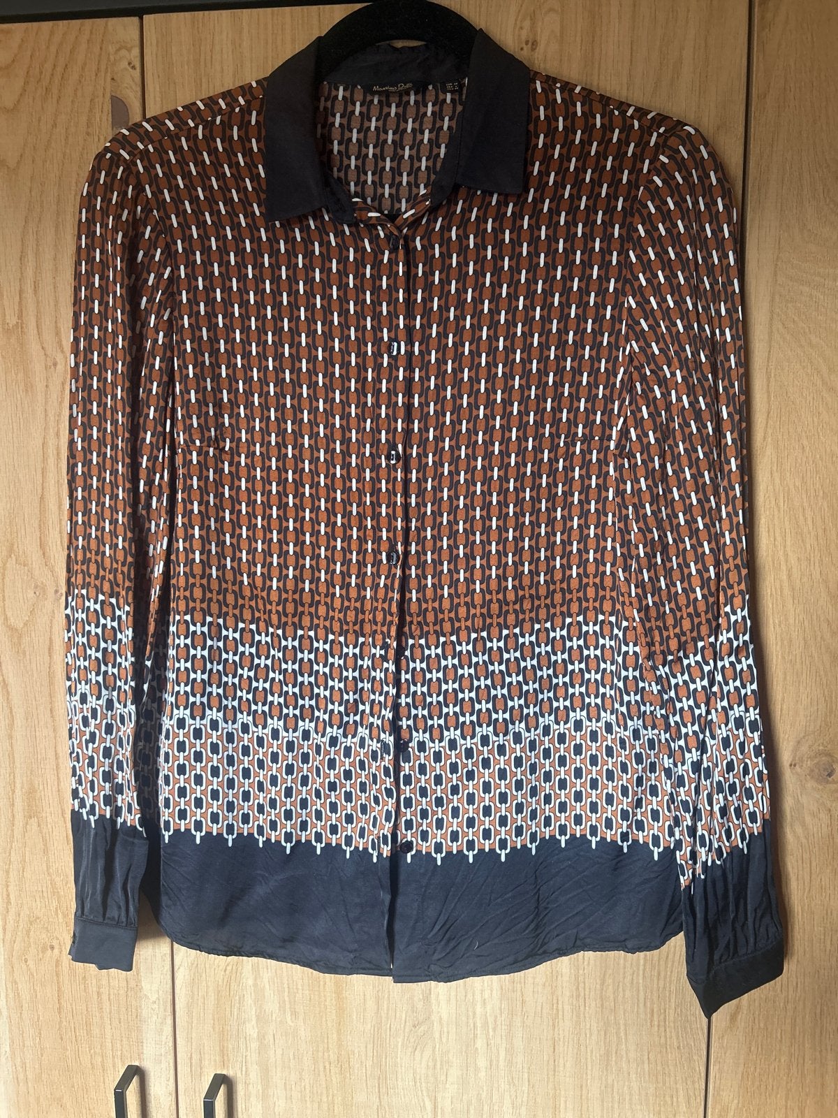 Massimo Dutti Blouse met Kettingprint - Maat 38/40 (M), Ophalen of Verzenden, Zo goed als nieuw, Maat 38/40 (M), Bruin