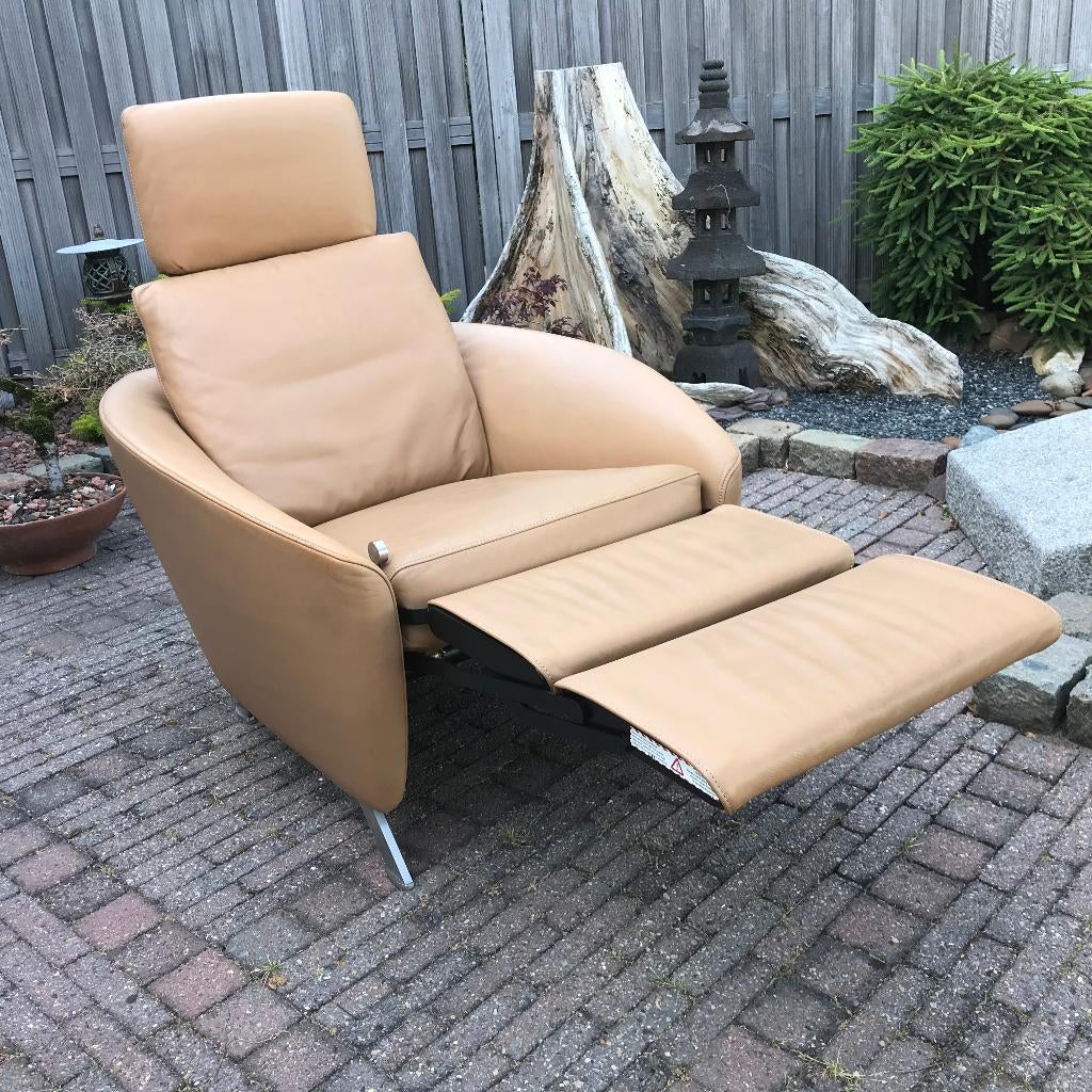 FSM Sesam fauteuil stoel zand leer design modern, Gebruikt, Ophalen of Verzenden, Nvt, Nvt