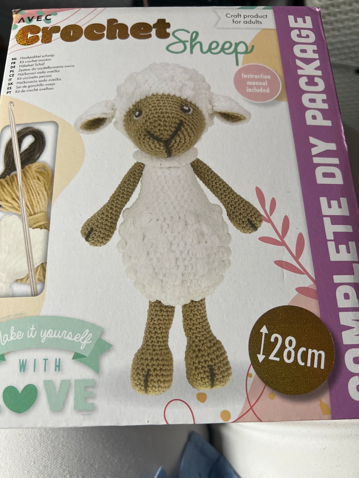 DIY Haakpakket Schaap (28cm) - Compleet met instructies, Hobby en Vrije tijd, Ophalen of Verzenden, Nieuw, Haken, Overige typen