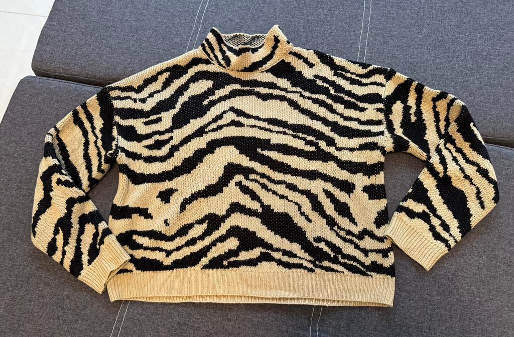 Warme acryl trui M beige zwart tijger patroon, Ophalen of Verzenden, Gedragen, Maat 38/40 (M), Overige kleuren