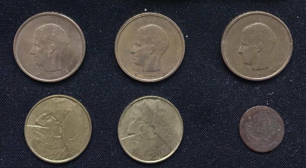 Belgie munt 1 cent 1869-1907, 5 francs en 20 francs, Ophalen, België, Losse munt