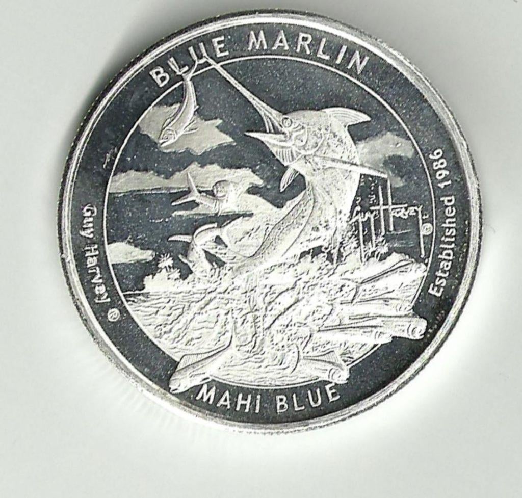 10x Guy Harvey "Blue Marlin" round .999 zilver 1 troy ounce, Postzegels en Munten, Edelmetalen en Baren, Zilver, Ophalen of Verzenden
