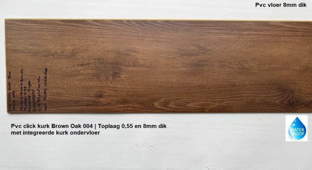 8mm dik Pvc click Brown Oak met integreerde kurk ondervloer