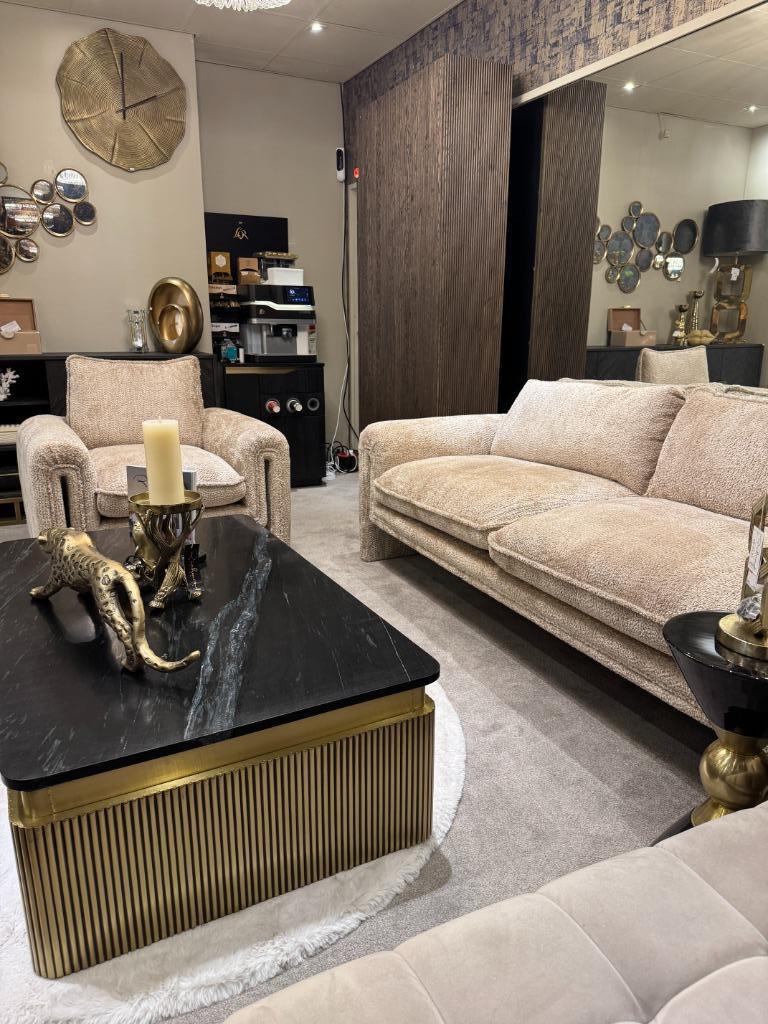 Bank Sandro / Fauteuil / Salontafel Richmond interiors, Hoekbank, 75 tot 100 cm, Ophalen of Verzenden, Stof