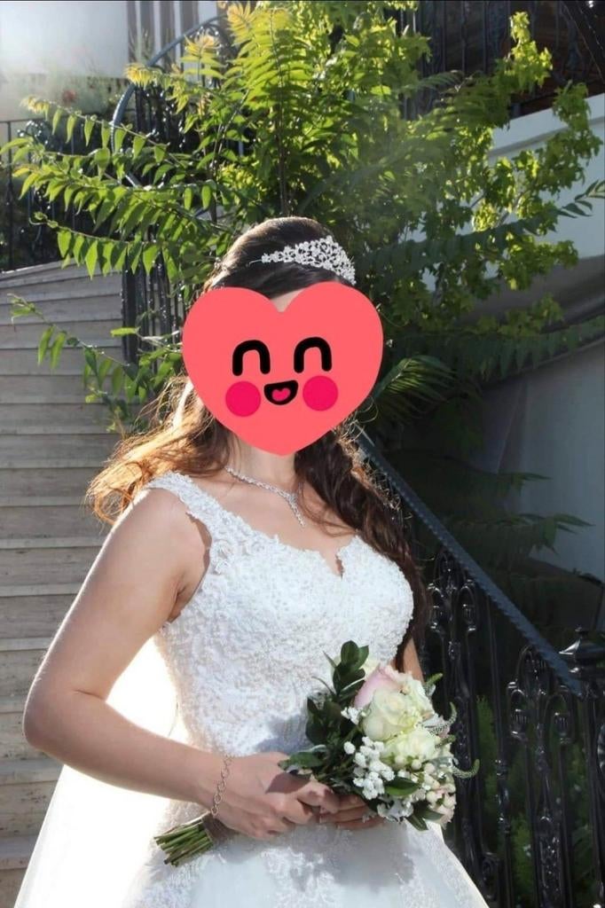 Prinsessen trouwjurk met veel handwerk en parels, maat 38, Ophalen of Verzenden, Gedragen, Wit, Trouwjurk
