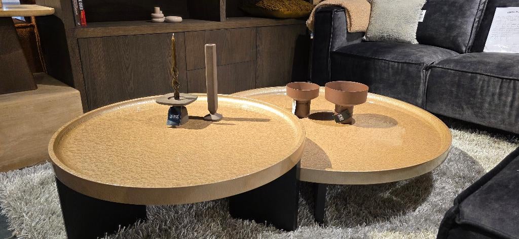 Ronde Beige Salontafel 120cm & 90cm Showmodel Korting!, Huis en Inrichting, Tafels | Salontafels, Ophalen, Overige materialen