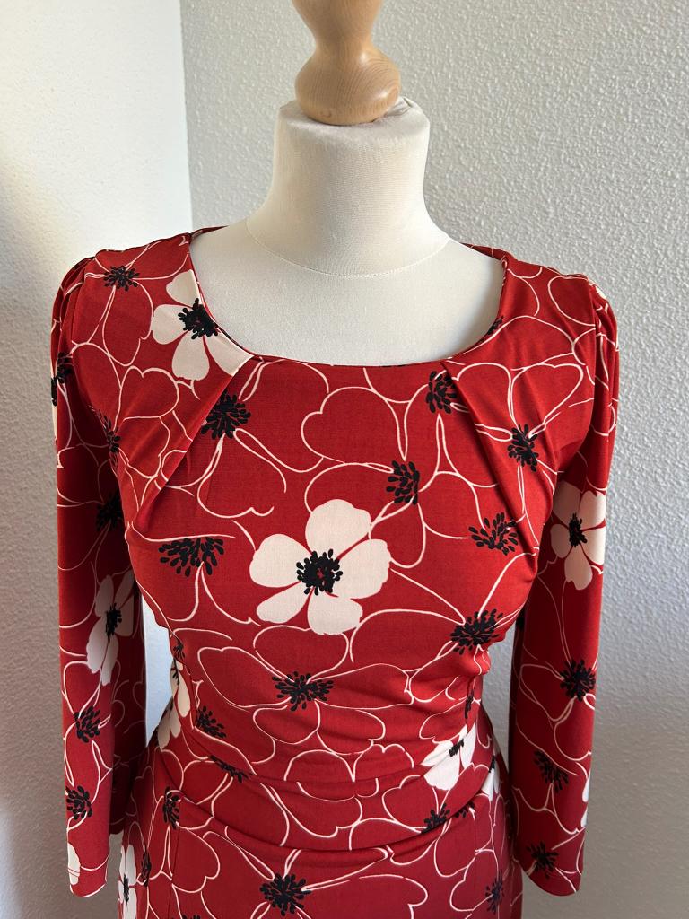 King Louie maat L rode bloemen mona dress 2961, Maat 42/44 (L), Ophalen of Verzenden, Zo goed als nieuw, Knielengte