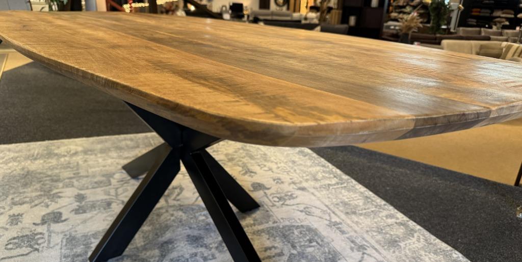Eettafel Deens ovaal Mango 200cm Direct/Leverbaar E-2237, Overige houtsoorten, Nieuw, Mwonenenslapen@ziggo.nl, 150 tot 200 cm