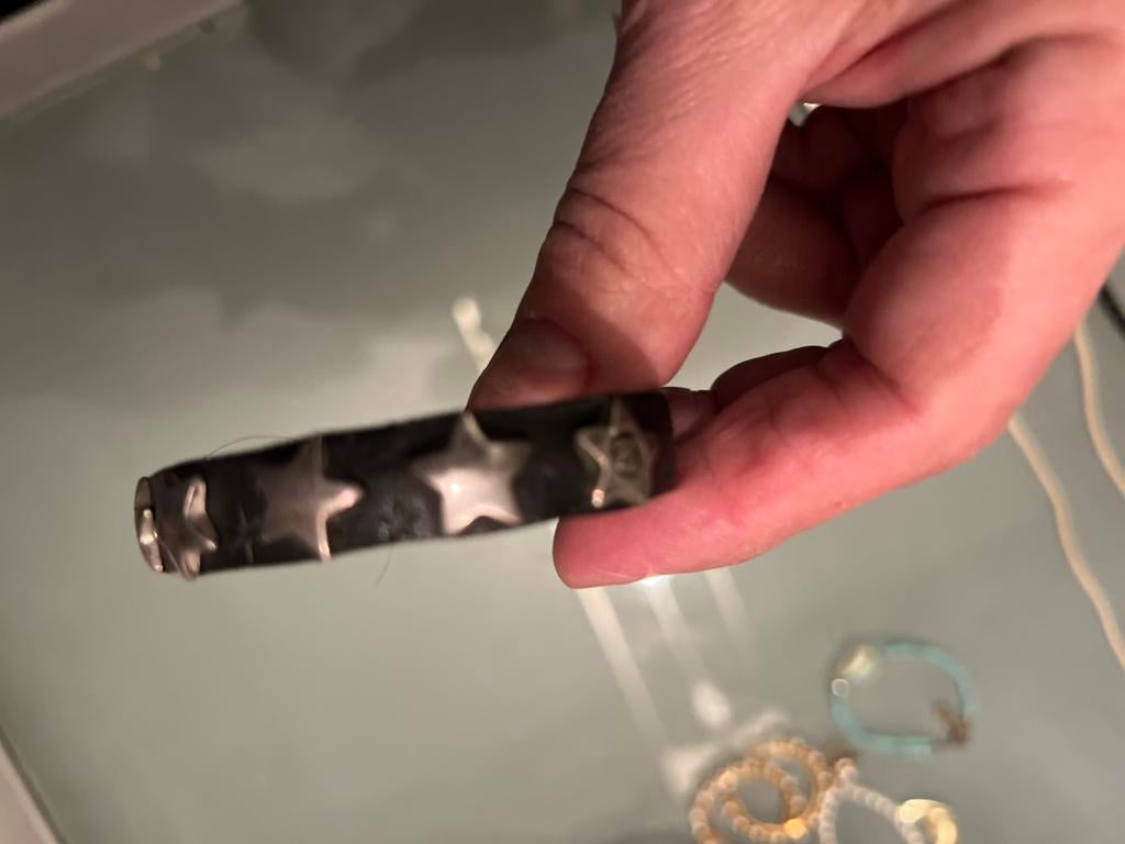Leren armbandje met sterren studs, Ophalen of Verzenden, Zo goed als nieuw, Leer