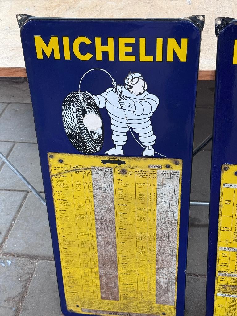 Michelin Emaille Banden Borden (1962), Verzamelen, Ophalen, Gebruikt, Reclamebord