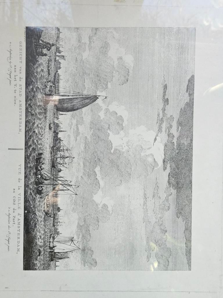 kopergravure "zicht op Amsterdam", Antiek en Kunst, Kunst | Etsen en Gravures, Ophalen of Verzenden