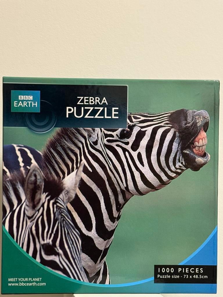 BBC Earth puzzle Zebra, Hobby en Vrije tijd, Denksport en Puzzels, Ophalen of Verzenden, 500 t/m 1500 stukjes, Zo goed als nieuw