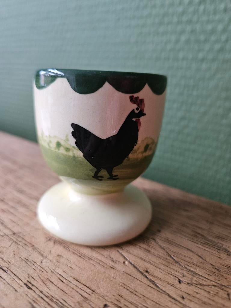 Zeller keramiek Haan Zwart eierdopje, Ophalen of Verzenden, Zo goed als nieuw, Overige materialen, Los bestek