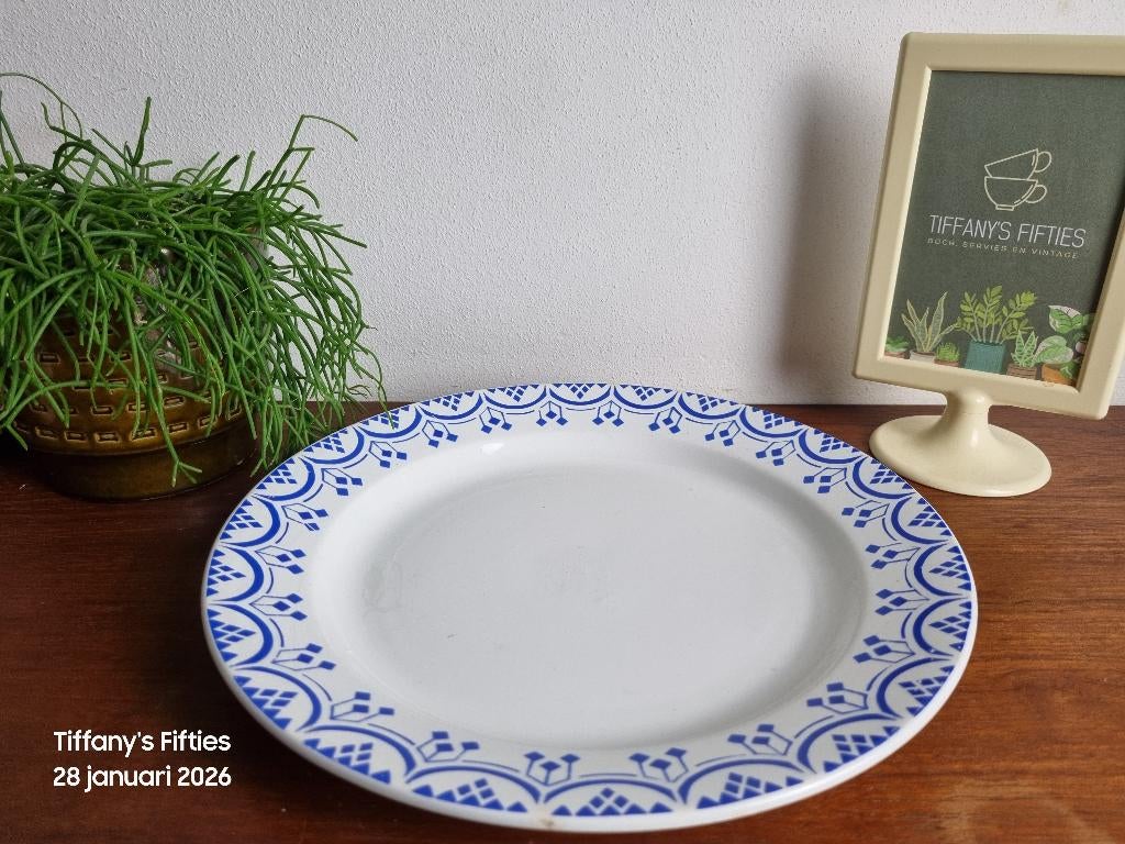 Groot bord Nimy blauw decor, Antiek en Kunst, Ophalen of Verzenden