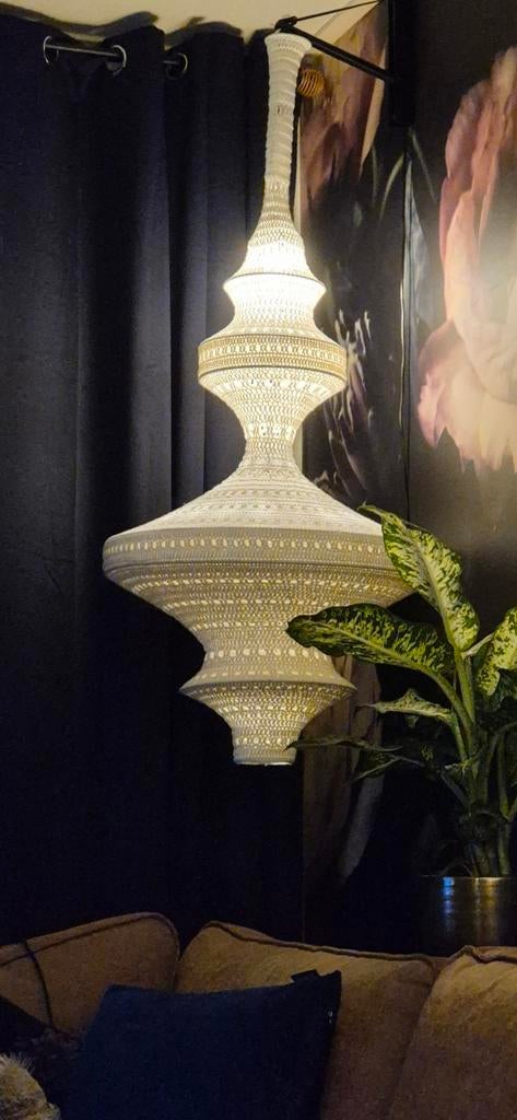 Gehaakte Lamp - Uniek Design, Huis en Inrichting, Lampen | Hanglampen, Ophalen, Bohemian, Zo goed als nieuw, 75 cm of meer