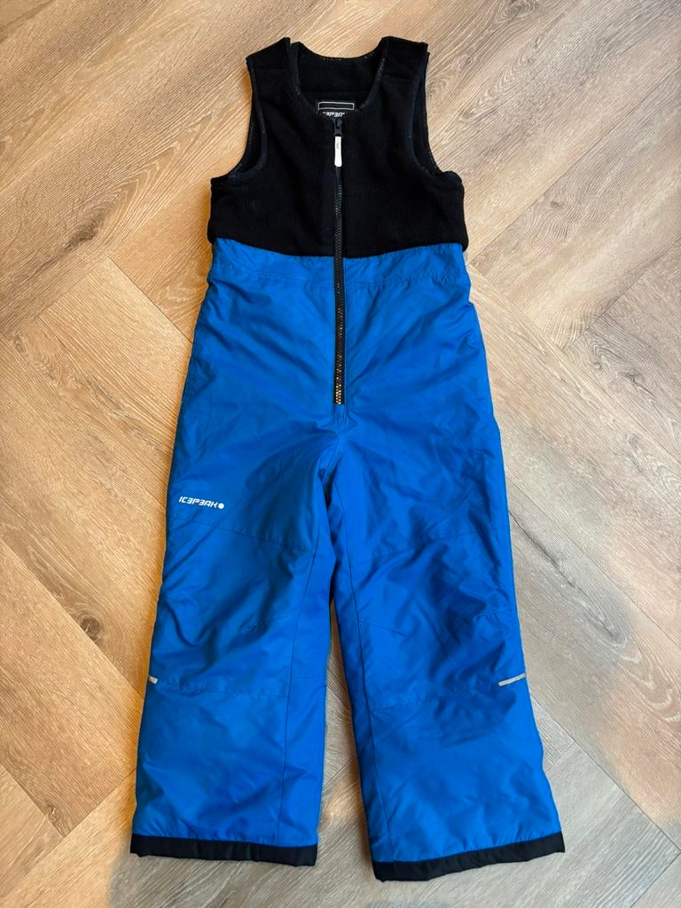 Icepeak skibroek met fleece bovenstuk blauw zwart maat 104, Ophalen of Verzenden, Zo goed als nieuw, Jongen of Meisje, Broek